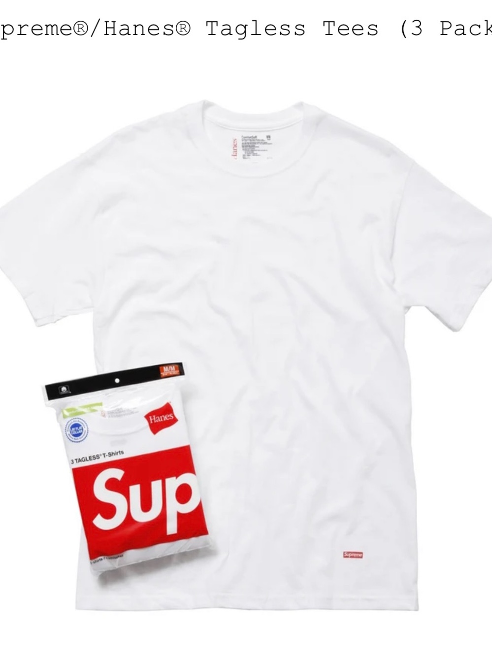 Supreme x Hanes Tagless Tees (3 Pack) White